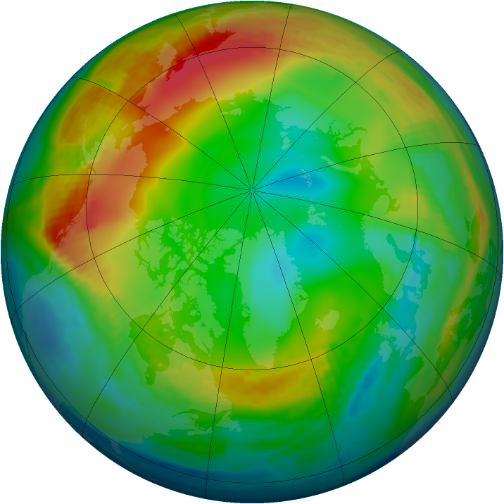 Arctic ozone map for 09 January 1990